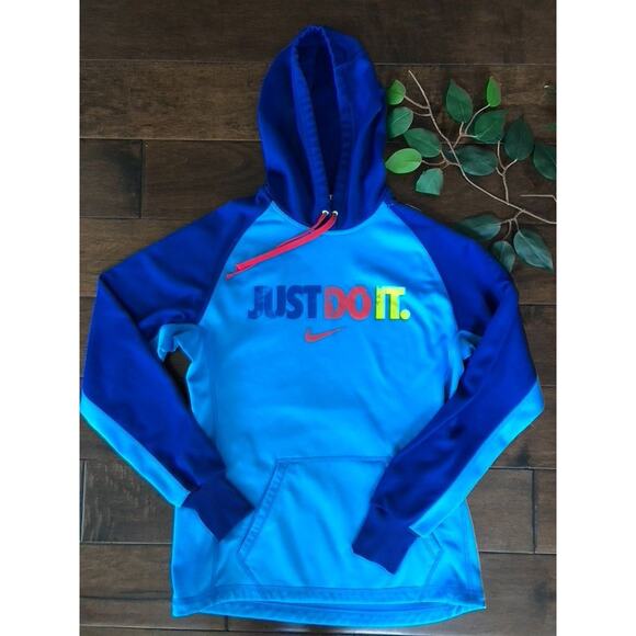 Nike Just Do It y2k blue sweatshirt hoodie size small - Picture 2 of 4
